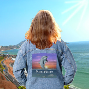 Ocean Sunrise, Sea Turtles und Delphin Jeansjacke