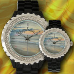 Ocean Sunset 0735 Armbanduhr<br><div class="desc">Malerei "Ocean Sunset 0735" Collection Seien Sie vorsichtig, schauen Sie direkt auf diese Women's Kristall Watch, da es zu hell scheinen könnte. Mit einem schwarz oder weiß lackierten Armband aus Emaillegierung und einem individuell anpassbaren Liebe-Look. Personalisieren Sie die Produktseite oder klicken Sie auf die Schaltfläche "Anpassen", um weitere Designoptionen zu...</div>