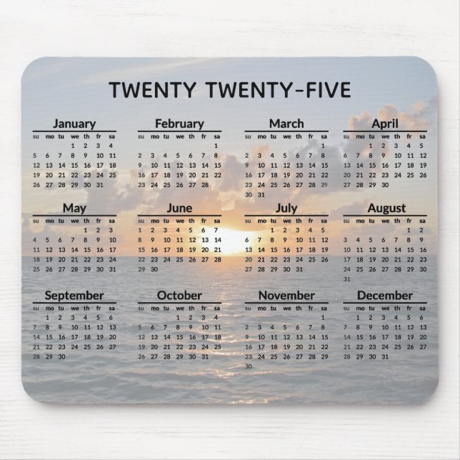 Ocean Sunset 2025 Calendar Mousepad (Vorne)