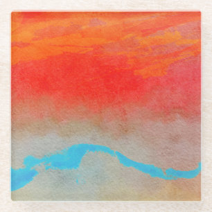 Ocean Sunset Abstrakt Glasuntersetzer