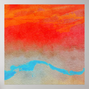 Ocean Sunset Abstrakt Poster