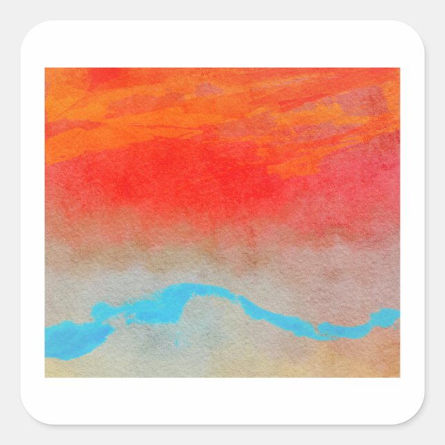 Ocean Sunset Abstrakt Quadratischer Aufkleber (Vorderseite)
