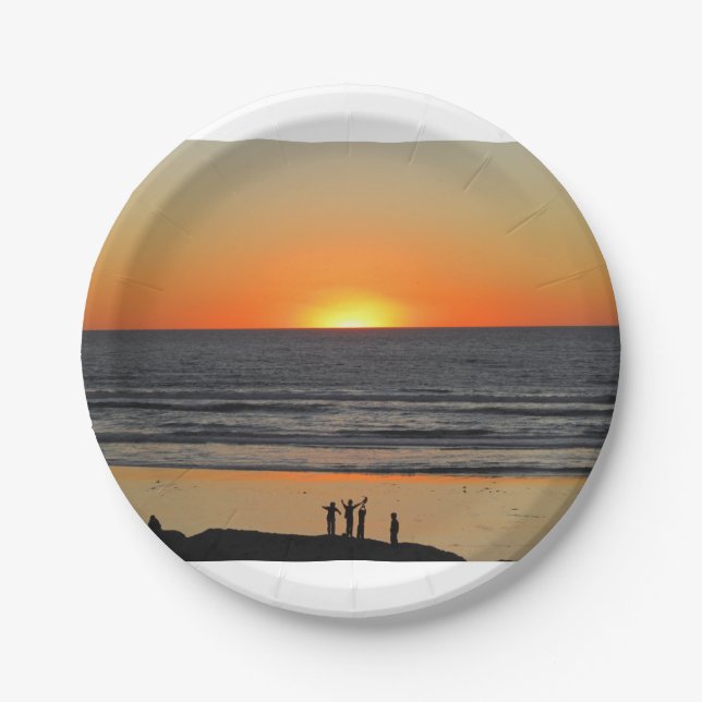 Ocean Sunset am Beach Art Foto Paper Plate Pappteller (Vorderseite)