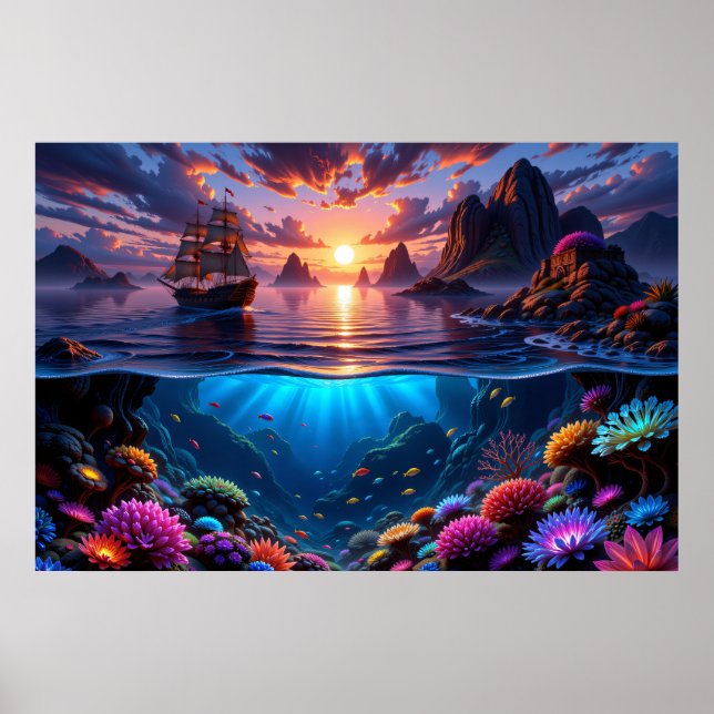 Ocean Sunset Art Poster (Vorne)