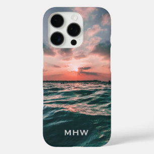 Ocean Sunset benutzerdefinierte Monogramm-Telefong iPhone 16 Pro Hülle