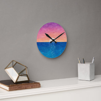 Ocean Sunset Design Wall Clock Runde Wanduhr