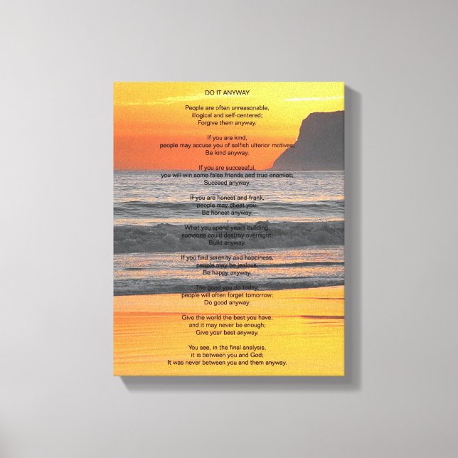 Ocean Sunset "Do it Anyway" Leinwanddruck (Vorderseite)