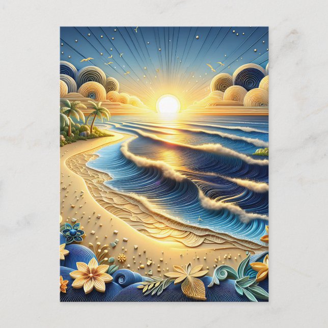 Ocean Sunset | Happy Birthday Postkarte (Vorderseite)