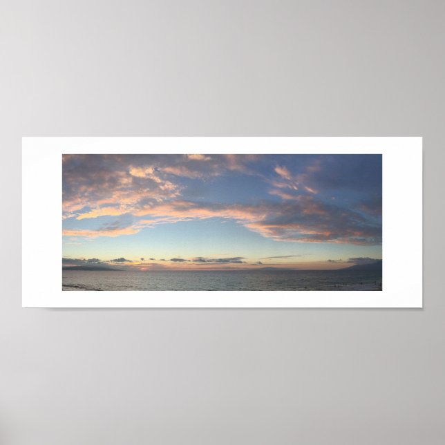 Ocean Sunset Hawaii Panoramafarbfotografie Poster (Vorne)