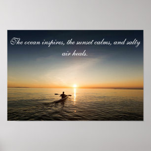 Ocean Sunset Kayak Canoe Inspirational Quote Poste Poster