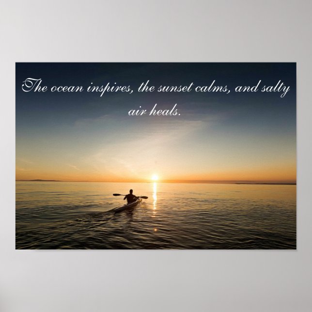 Ocean Sunset Kayak Canoe Inspirational Quote Poste Poster (Vorne)