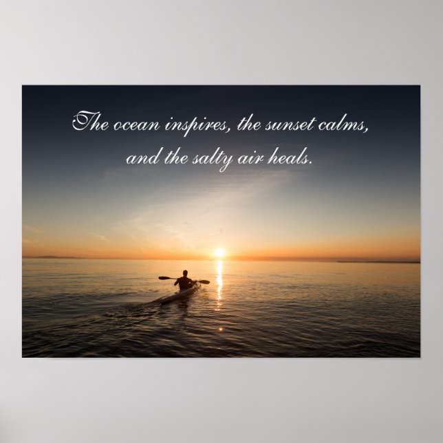 Ocean Sunset Kayak Kanu Inspiration Zitat Poste Poster (Vorne)