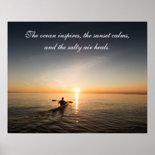 Ocean Sunset Kayak Kanu Inspiration Zitat Poste Poster