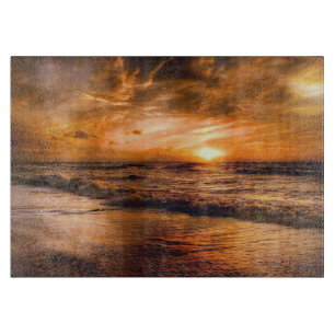 Ocean Sunset Landscape Glass Cutting Board Schneidebrett