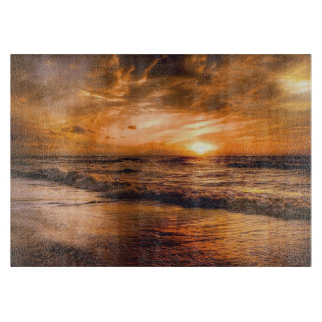 Ocean Sunset Landscape Glass Cutting Board Schneidebrett (Vorderseite)