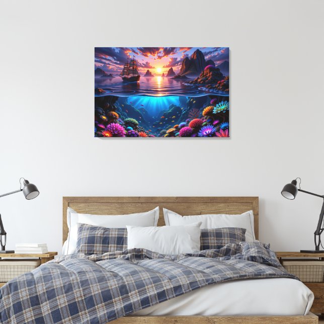 Ocean Sunset Leinwand Art (Insitu (Schlafzimmer))