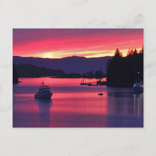 Ocean Sunset mit Booten im Hafen Postkarte