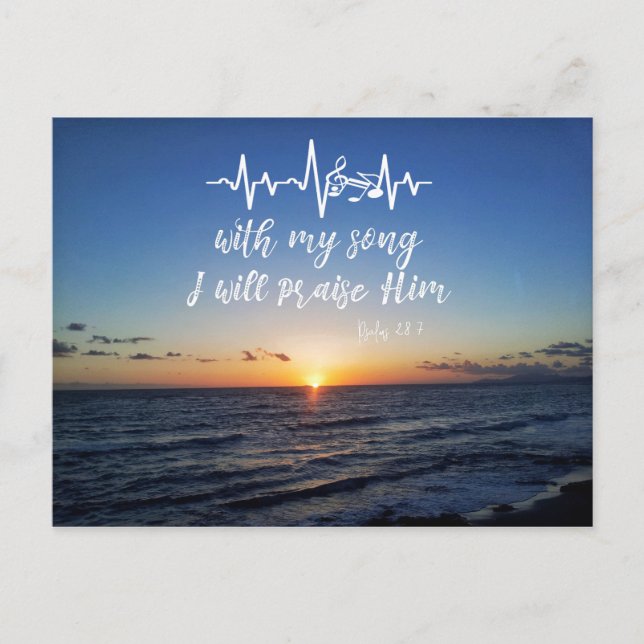 Ocean Sunset mit Psalms Lob Ihm Bible Verse Postkarte (Vorderseite)
