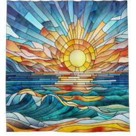 Ocean Sunset Mosaik Art Duschvorhang