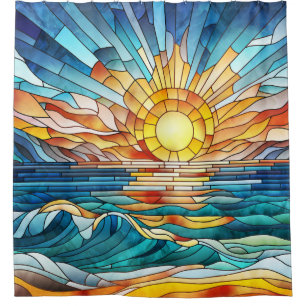 Ocean Sunset Mosaik Art Duschvorhang