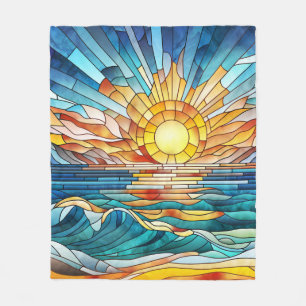 Ocean Sunset Mosaik Art Fleecedecke