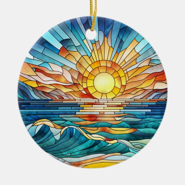 Ocean Sunset Mosaik Art Keramik Ornament (Vorne)