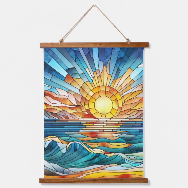 Ocean Sunset Mosaik Art Wandteppich Mit Holzrahmen (Vorderseite)