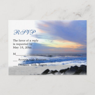 Ocean Sunset on Beach RSVP Card Karte