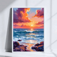 Ocean Sunset Pastel Wassercolor Beach Malerei
