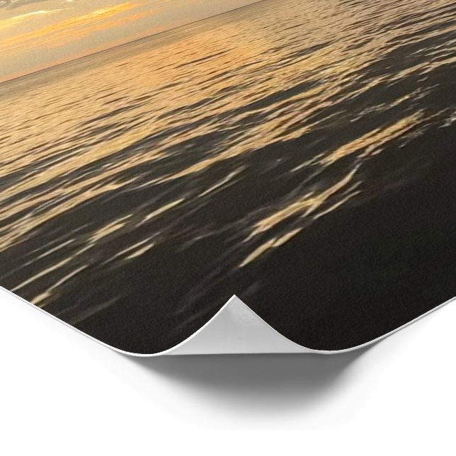Ocean Sunset Reflection Photography -Beautiful Sea Poster (Ecke)