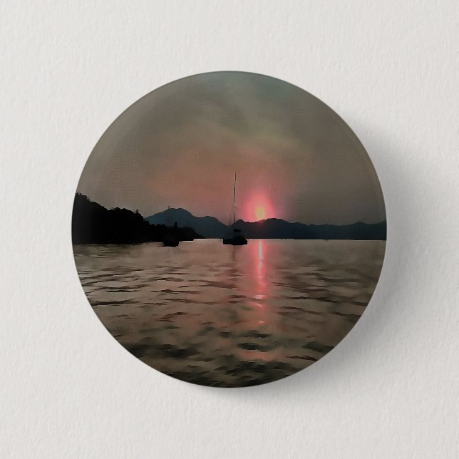 Ocean Sunset Sailboat Sunset Bozburun Marmaris Button (Vorderseite)