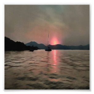 Ocean Sunset Sailboat Sunset Bozburun Marmaris Fotodruck