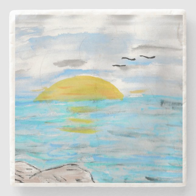 Ocean Sunset Steinuntersetzer (Vorderseite)