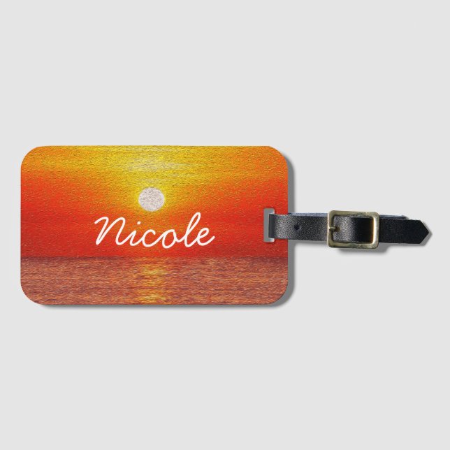 Ocean Sunset Summer Beach Waves Custom Lugga Gepäckanhänger (Vorderseite (Horizontal))
