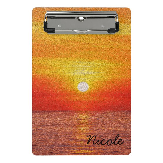 Ocean Sunset Summer Beach Waves Mini Klemmbrett (Vorderseite)