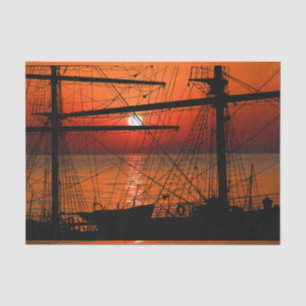 Ocean Sunset Tall Ship Sailboat Decoupage Seidenpapier