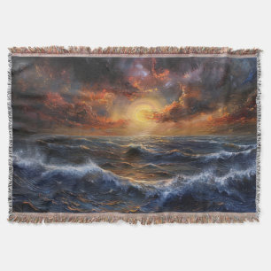 Ocean Sunset Throw Blanket Decke