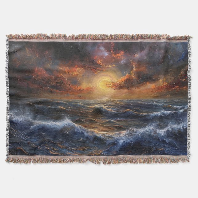 Ocean Sunset Throw Blanket Decke (Vorderseite)