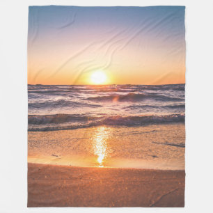 Ocean Sunset Tropical Holiday Fleecedecke