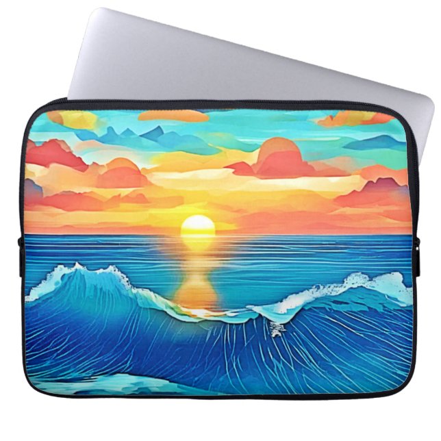 Ocean Sunset Wave Art Laptopschutzhülle (Vorderseite)