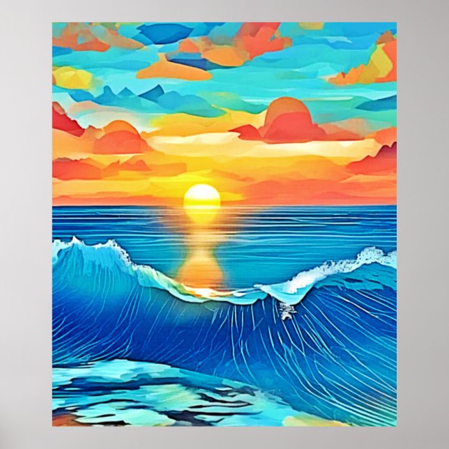 Ocean Sunset Wave Art Poster (Vorne)