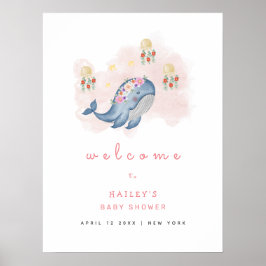 Ocean Sweet Whale Floral Baby Dusche Willkommen Poster