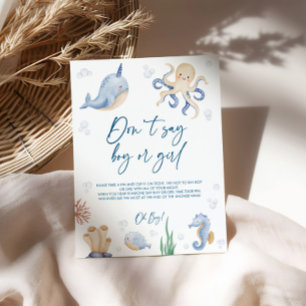 Ocean Theme Baby Showgames Zeichen Poster