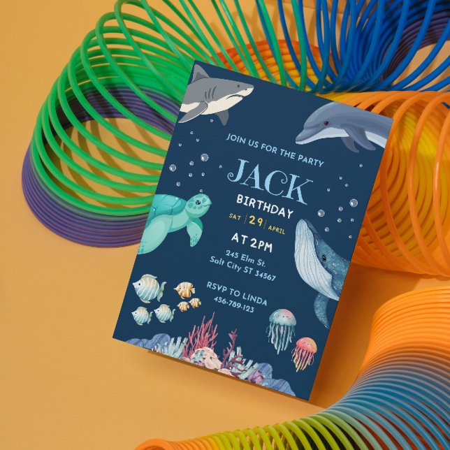Ocean Theme Birthday Einladungskarte Einladung (Von Creator hochgeladen)
