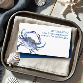 Ocean Theme Blue Crab Beach Wasserfarbenküste Visitenkarte