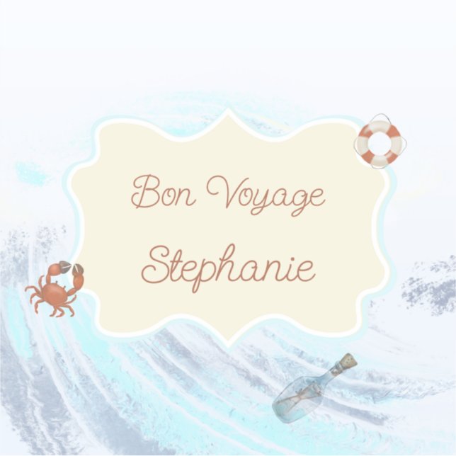 Ocean Theme Bon Voyage Personalized with Name Aufkleber (Vorderseite)