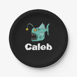Ocean Theme Boys Birthday Anglerfish Black Pappteller