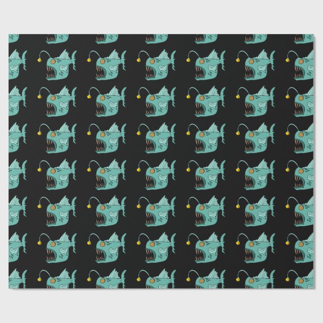 Ocean Theme Boys Birthday Anglerfish Geschenkpapier (Flach)