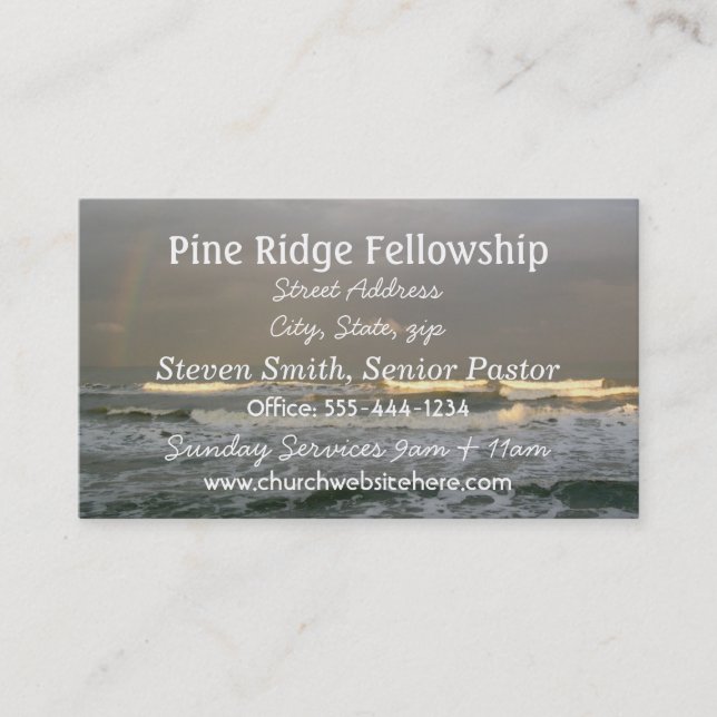 Ocean Theme Business Card, White Text Visitenkarte (Vorderseite)