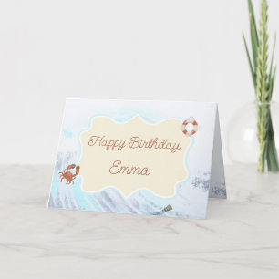 Ocean Theme Happy Birthday Personalisiert mit Name Karte